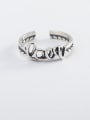 thumb 925 Sterling Silver Hollow Letter Vintage Band Ring 0