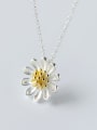 thumb 925 sterling silver simple fashion two color electroplate Flower Pendant Necklace 0