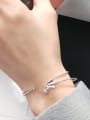 thumb 925 Sterling Silver Minimalist  Paper plane double layer small silver beads Strand Bracelet 1