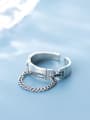thumb 925 Sterling Silver Round Vintage Free Size Band Ring 2