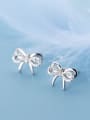 thumb 925 Sterling Silver Cubic Zirconia White Bowknot Cute Stud Earring 2
