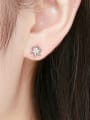 thumb 925 Sterling Silver Cubic Zirconia Flower Dainty Stud Earring 1