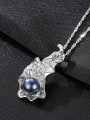 thumb 925 Sterling Silver Freshwater Pearl Irregular Zircon Pendant  Necklace 2