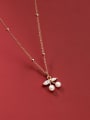 thumb 925 Sterling Silver Imitation Pearl Friut Cute Necklace 1