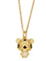 thumb Brass Cubic Zirconia  Cute  Tiger  Pendant Necklace 2