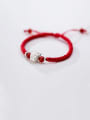 thumb 999 Sterling Silver With  White Gold Plated Cute Mouse Red Rope Hand Woven Bracelets 0