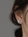 thumb 925 Sterling Silver Hollow Butterfly Vintage Huggie Earring 1