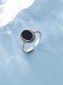 thumb 925 Sterling Silver Simple Black Epoxy Oval Free Size  Ring 1
