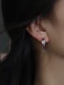 thumb Brass Cubic Zirconia Geometric Stud Earring 1