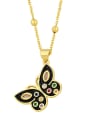 thumb Brass Rhinestone Enamel Butterfly Vintage Necklace 1