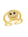 thumb Brass Cubic Zirconia Smiley Vintage Band Ring 4