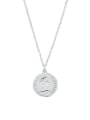 thumb 925 Sterling Silver  Vintage Retro Letter Portrait Round Card Necklace 4