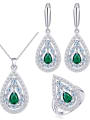 thumb Drop Brass Cubic Zirconia Luxury Water  Earring and Necklace Set 0