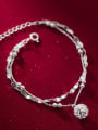 thumb 925 Sterling Silver Bead Irregular Hip Hop Strand Hollow sphere double layer Bracelet 0