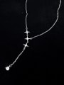 thumb 925 Sterling Silver Cubic Zirconia Tassel Dainty Lariat Necklace 2