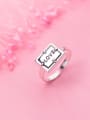 thumb 925 Sterling Silver Letter Vintage square Free Size  Ring 1