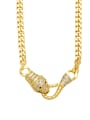 thumb Brass Cubic Zirconia Leopard Hip Hop Necklace 4