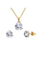 thumb Stainless steel Cubic Zirconia Minimalist Round  Earring and Necklace Set 0
