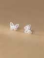 thumb 925 Sterling Silver Cubic Zirconia Butterfly Cute Stud Earring 2