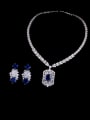 thumb Brass Cubic Zirconia Luxury Geometric  Earring and Necklace Set 3