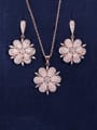thumb Brass Cubic Zirconia Dainty Flower  Earring and Necklace Set 1