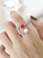 thumb 925 Sterling Silver Cubic Zirconia Red Irregular Dainty Band Ring 1