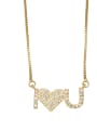 thumb Brass Cubic Zirconia Letter Vintage  Heart Pendant Necklace 1