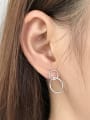 thumb 925 Sterling Silver Hollow Round Minimalist Drop Earring 1