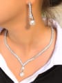 thumb Brass Cubic Zirconia Luxury Geometric  Earring and Necklace Set 1