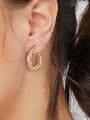 thumb Brass Geometric Minimalist  C Shape  Woven Huggie Earring 1