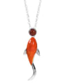 thumb 925 Sterling Silver Carnelian  Minimalist Fish Pendant Necklace 3