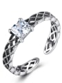 thumb 925 Sterling Silver Cubic Zirconia antique openwork geometry free size ring 0