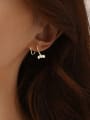 thumb 925 Sterling Silver Freshwater Pearl Geometric Minimalist Stud Earring 3