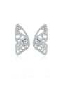 thumb Brass Cubic Zirconia Butterfly Luxury Stud Earring 0