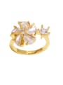 thumb Brass Cubic Zirconia Flower Trend Band Ring 2