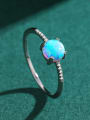 thumb 925 Sterling Silver Opal Geometric Dainty Band Ring 3