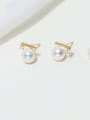 thumb Brass Freshwater Pearl Round Minimalist Stud Earring 3