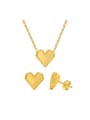 thumb Stainless steel Hip Hop Heart  Earring and Necklace Set 0