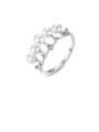 thumb 925 Sterling Silver Imitation Pearl White Crown Minimalist Band Ring 0