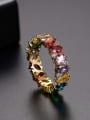 thumb Copper Cubic Zirconia Multi Color Geometric Dainty Band Ring 3