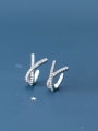 thumb 925 Sterling Silver Cubic Zirconia Irregular Minimalist Stud Earring 0