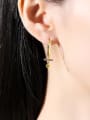 thumb Brass Cubic Zirconia Cross Minimalist Huggie Earring 1