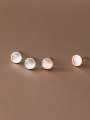 thumb 925 Sterling Silver Cats Eye Round Minimalist Stud Earring 0