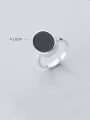 thumb 925 sterling silver minimalist  black  round  acrylic Free Size ring 2