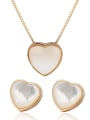 thumb Copper  Minimalist Heart Shell Earring and Necklace Set 0