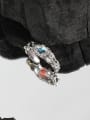 thumb 925 Sterling Silver Glass Stone Irregular Vintage Band Ring 1