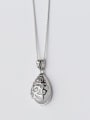 thumb 925 Sterling Silver Vintage pattern synthetic  Cats Eye Pendant Necklace 1