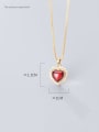 thumb 925 Sterling Silver Synthetic Red Agate Heart Shaped Diamond Necklace 4