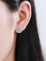thumb Sterling Silver Moissanite fan-shaped Dainty Stud Earring 1