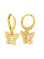 thumb Brass Cubic Zirconia Butterfly Vintage Huggie Earring 1